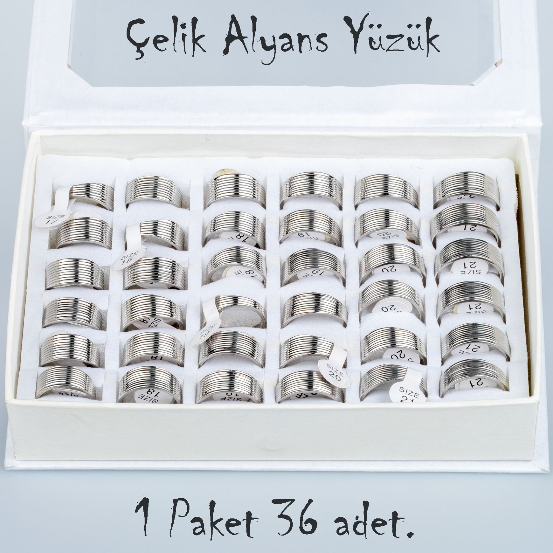 Çelik Alyans Yüzük Paket 36 Adet