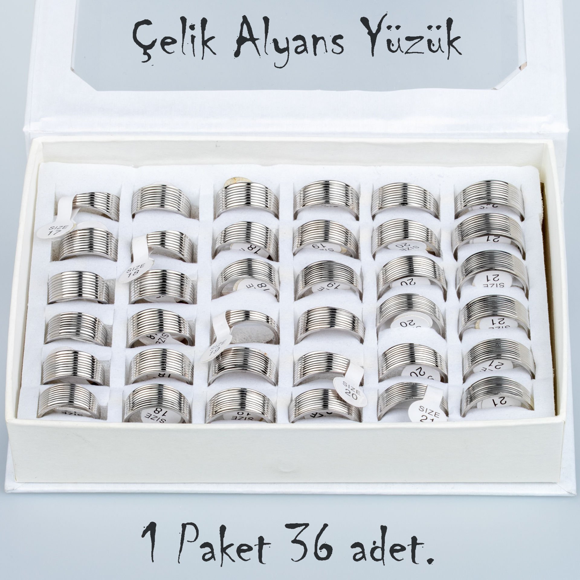 Steel Wedding Ring Pack 36 Pieces