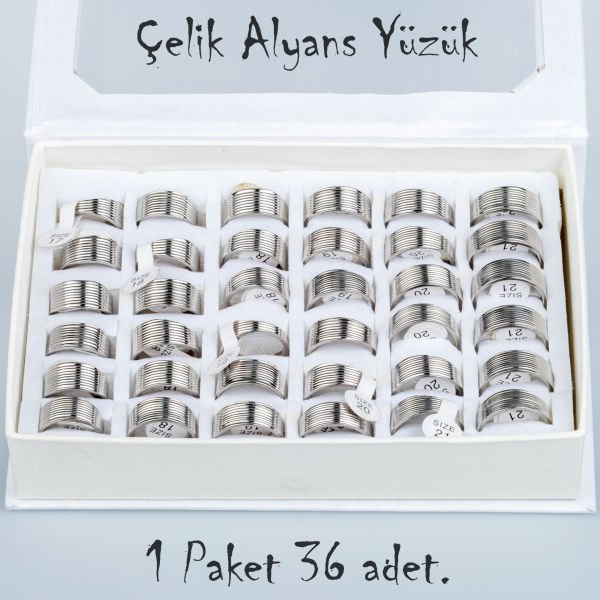 Çelik Alyans Yüzük Paket 36 Adet