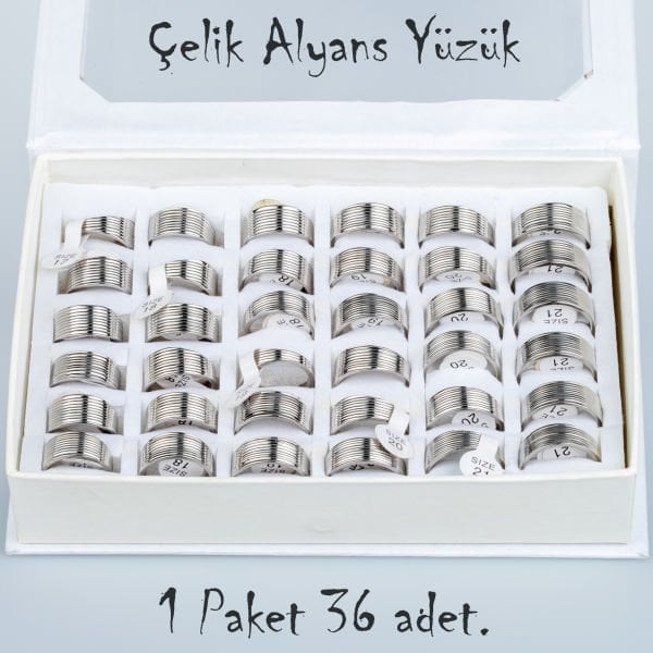 مجموعة خواتم زفاف فولاذية 36 قطعة