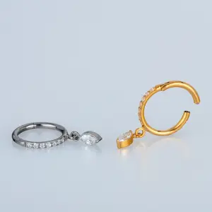 Piercing Titanyum Segment Halka Elips Taş