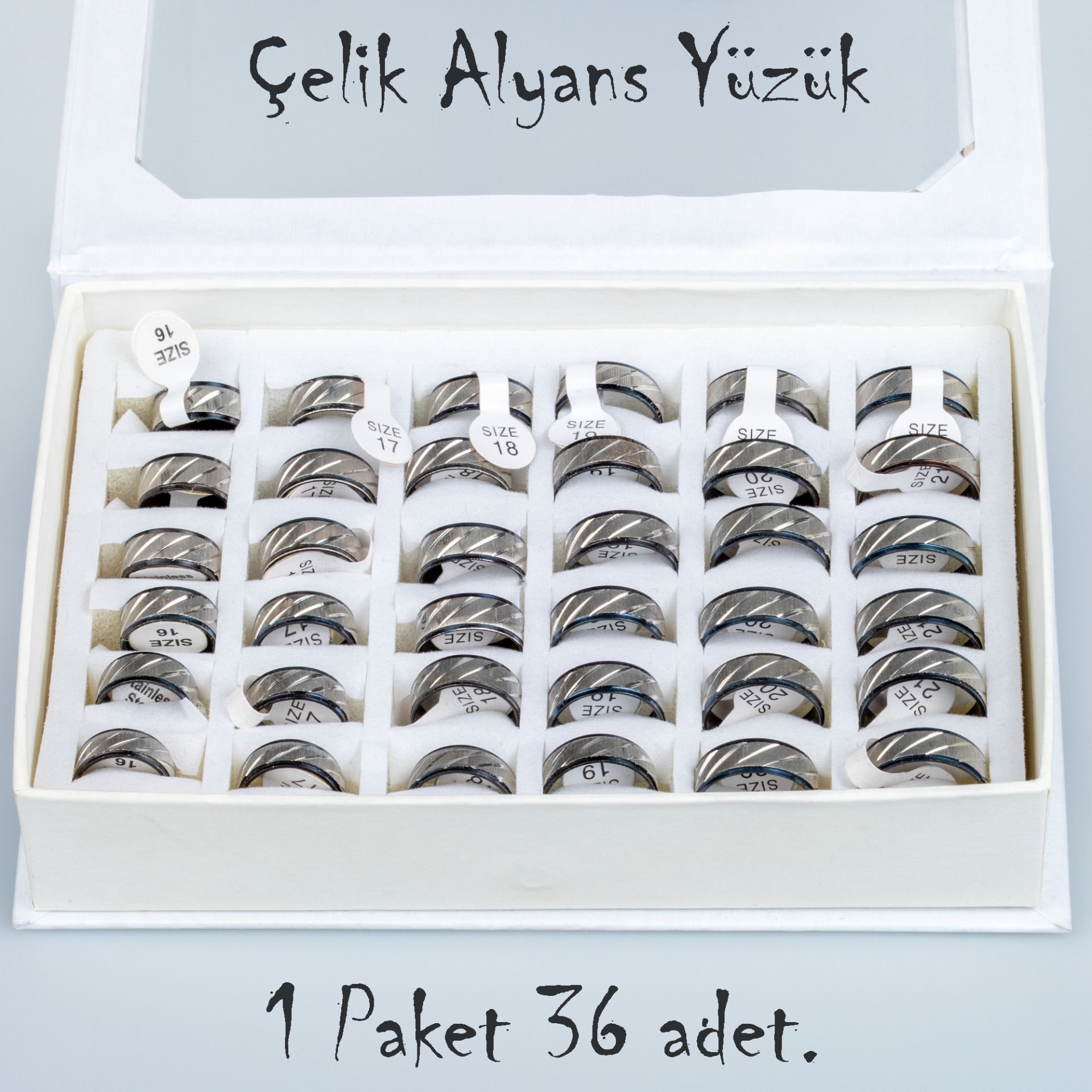 Steel Wedding Ring Pack 36 Pieces