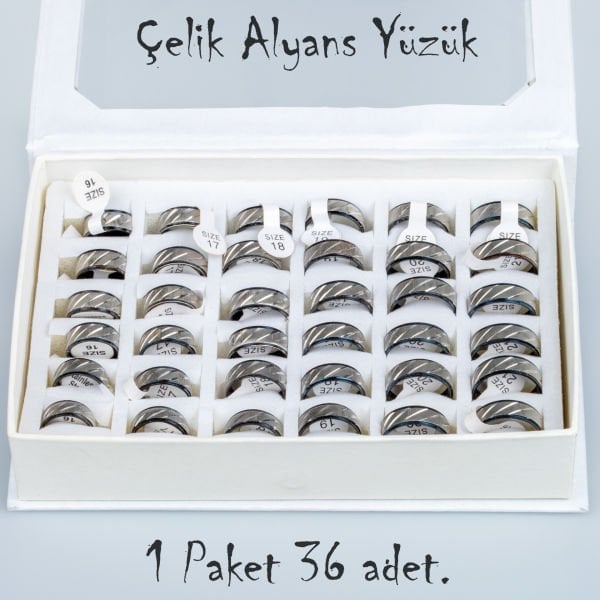 Steel Wedding Ring Pack 36 Pieces