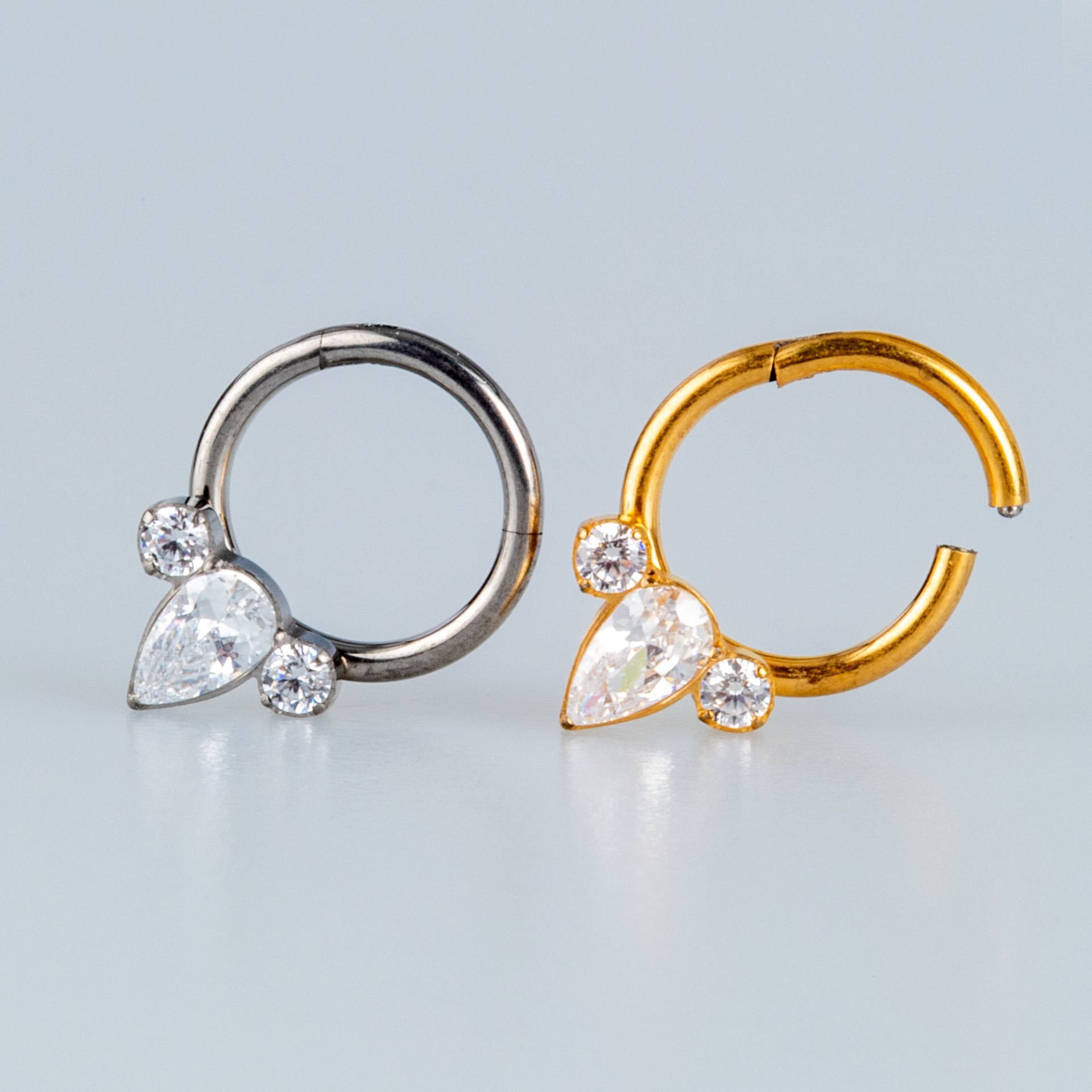 Piercing Titanium Segment Ring Drop Stone