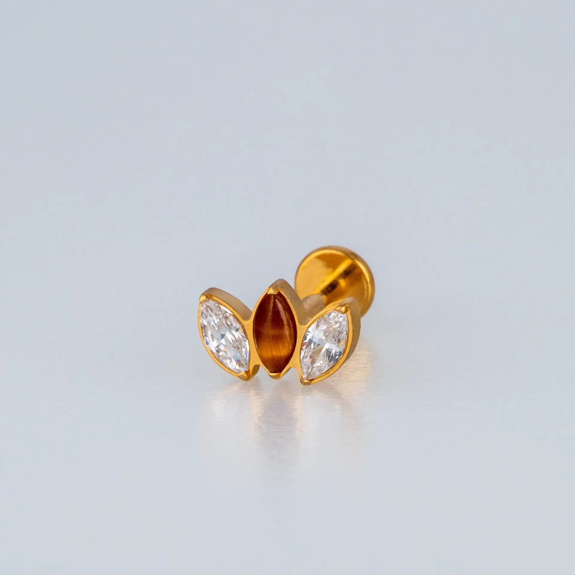 Piercing G23 Titanyum Tragus Doğal Taşlı Lotus Renk 1