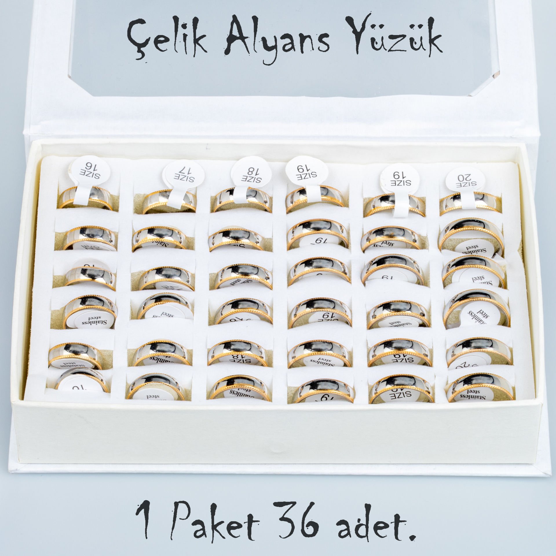Steel Wedding Ring Pack 36 Pieces
