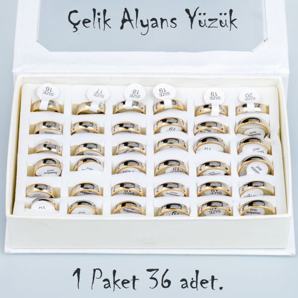 Steel Wedding Ring Pack 36 Pieces