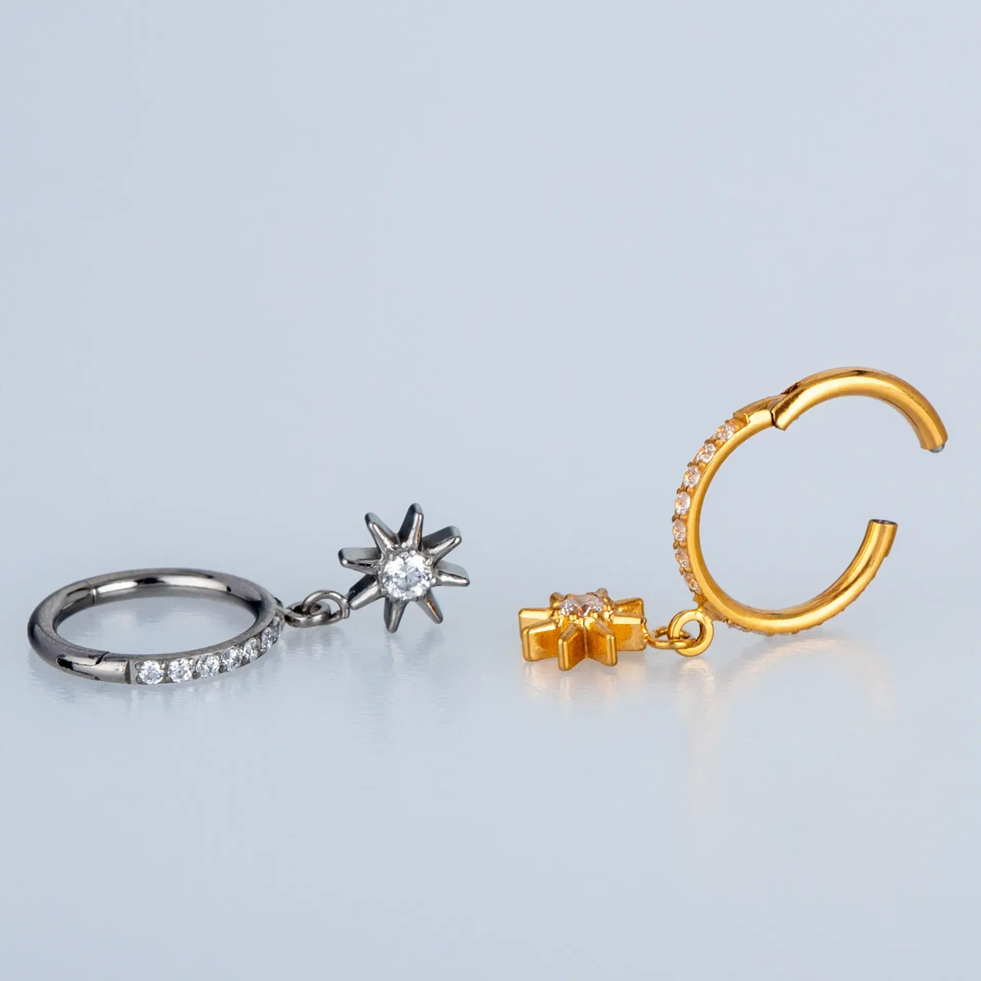 Piercing Titanyum Segment Halka Yıldız Sarı 8mm