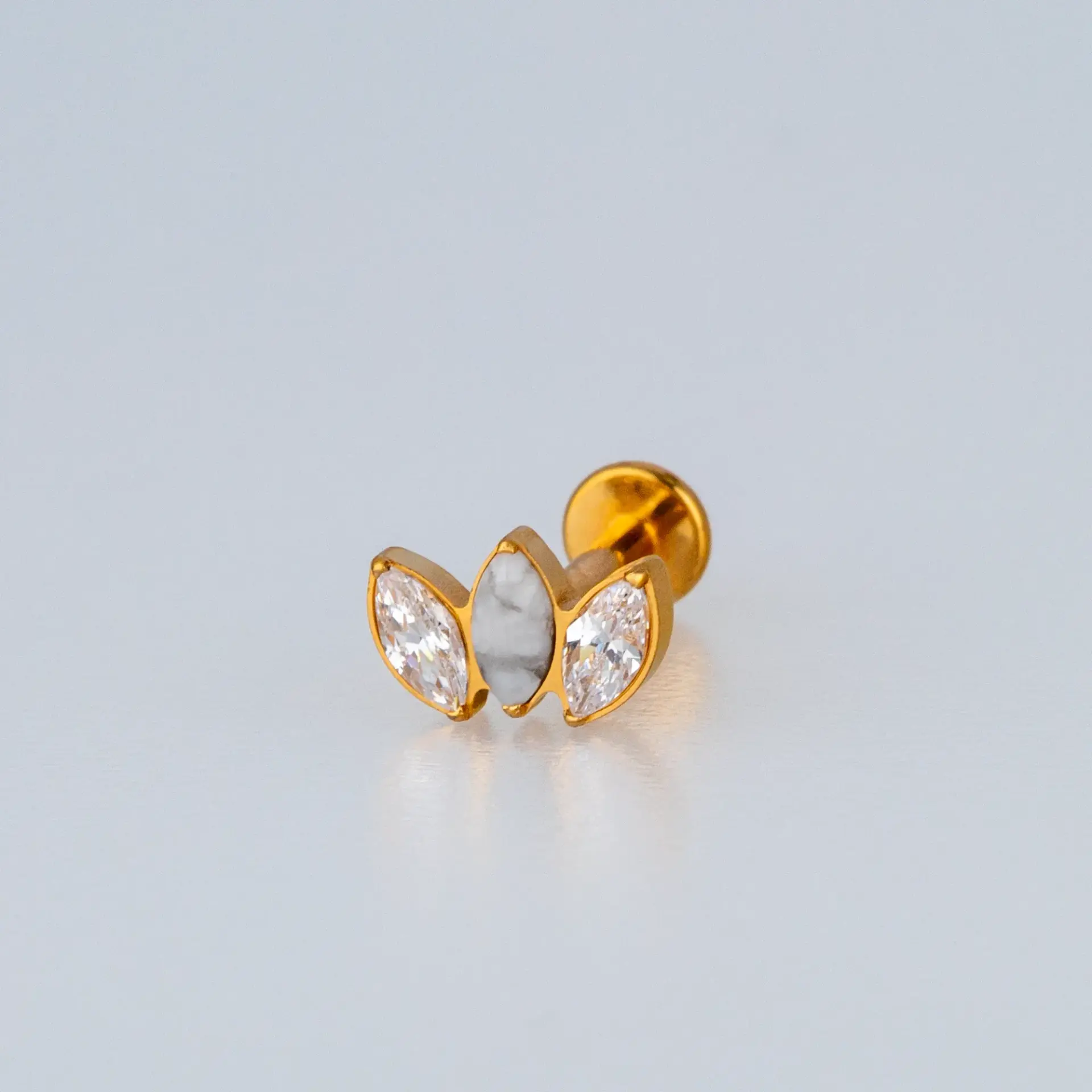 Piercing G23 Titanyum Tragus Doğal Taşlı Lotus Renk 2
