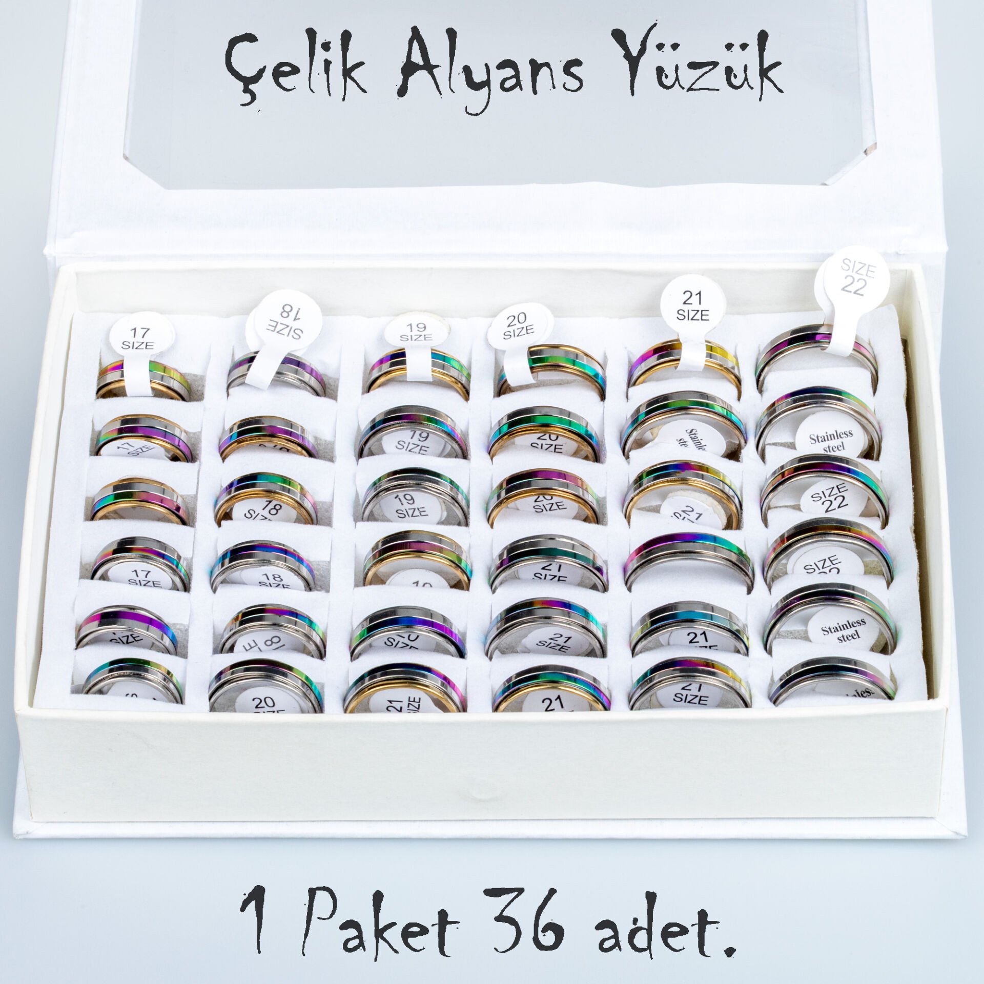 Çelik Alyans Yüzük Paket 36 Adet