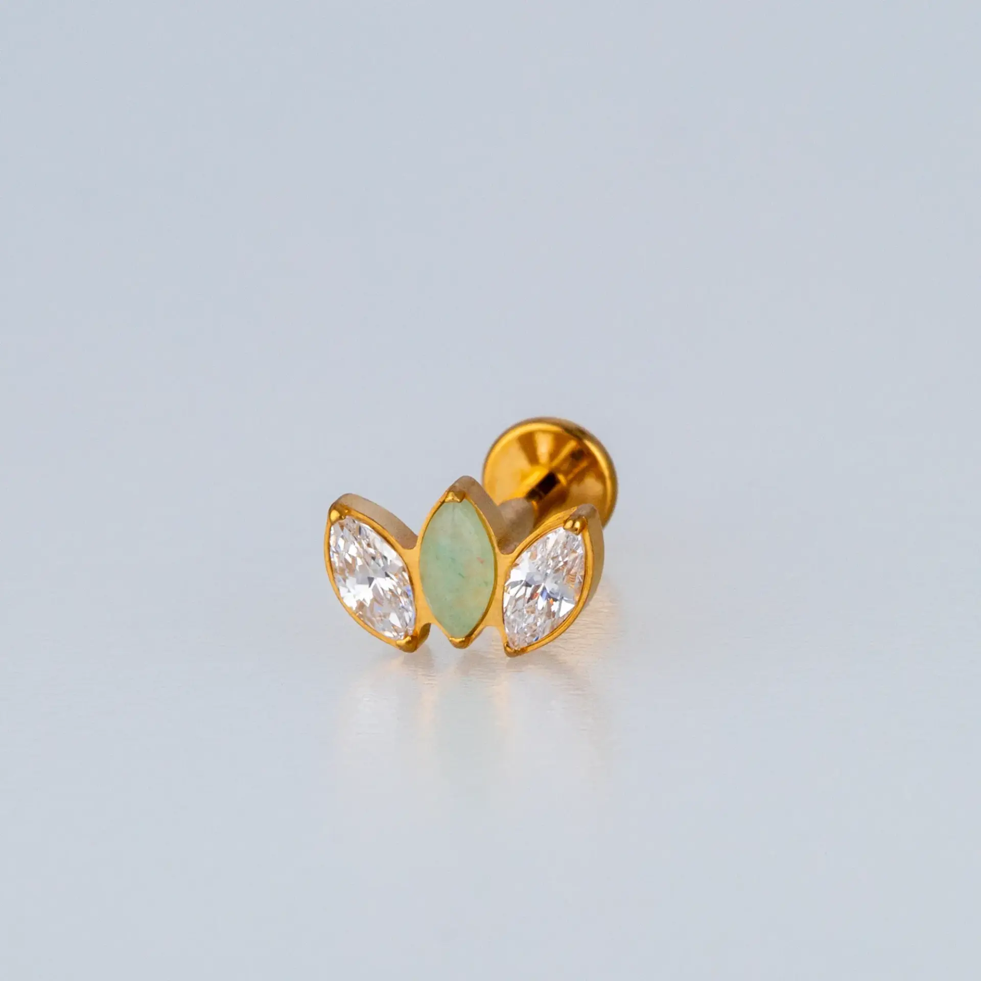 Piercing G23 Titanyum Tragus Doğal Taşlı Lotus Renk 3