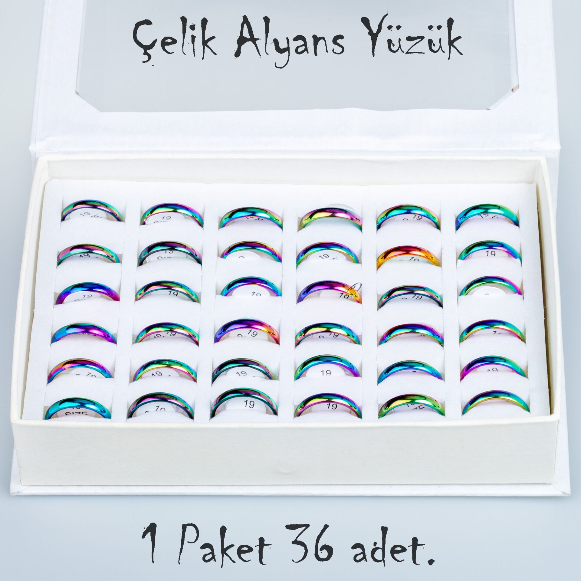 Çelik Alyans Yüzük Paket 36 Adet