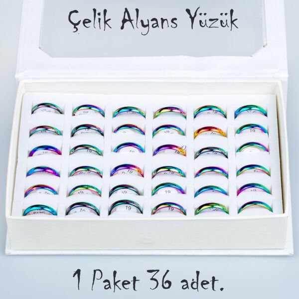 Çelik Alyans Yüzük Paket 36 Adet