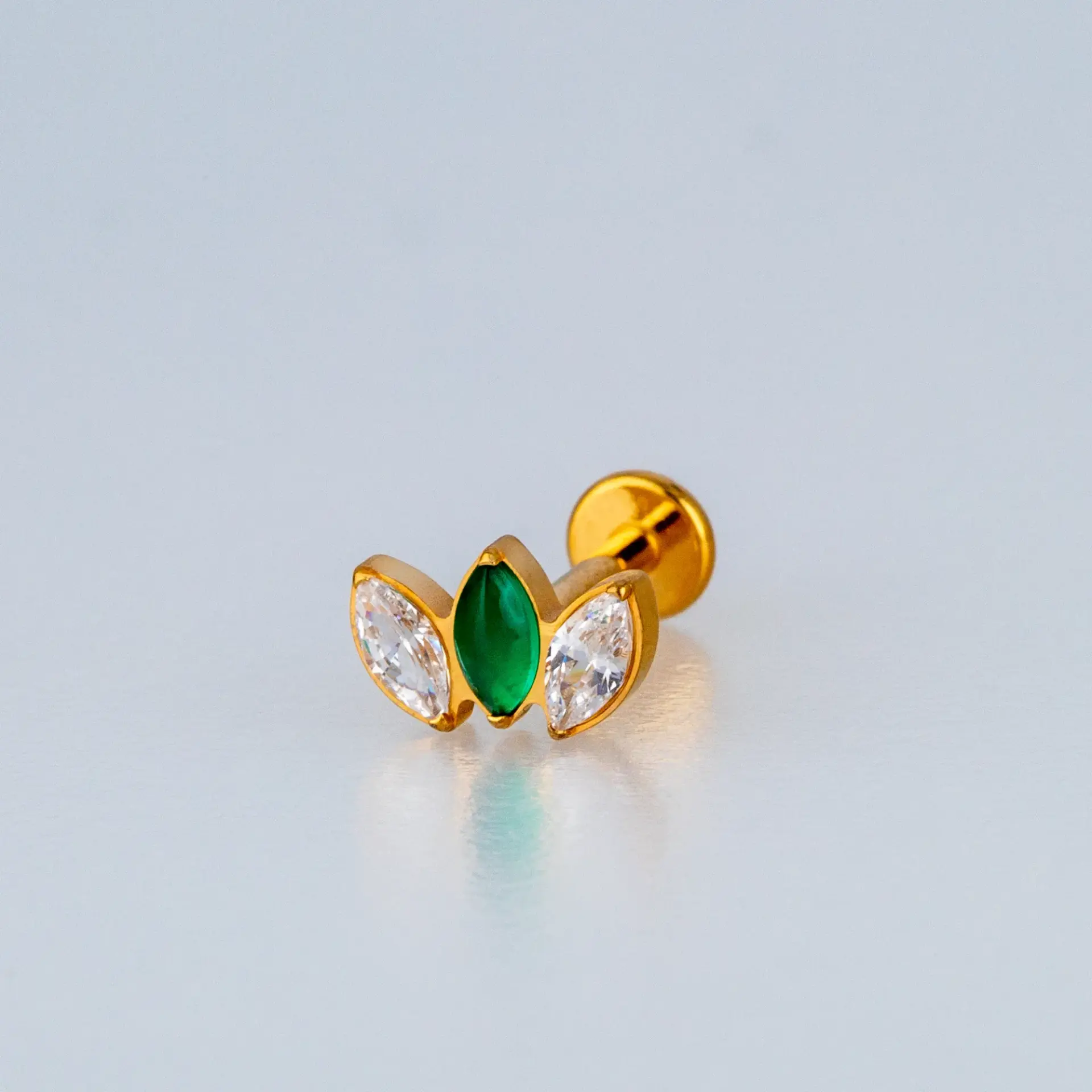 Piercing G23 Titanyum Tragus Doğal Taşlı Lotus Renk 4