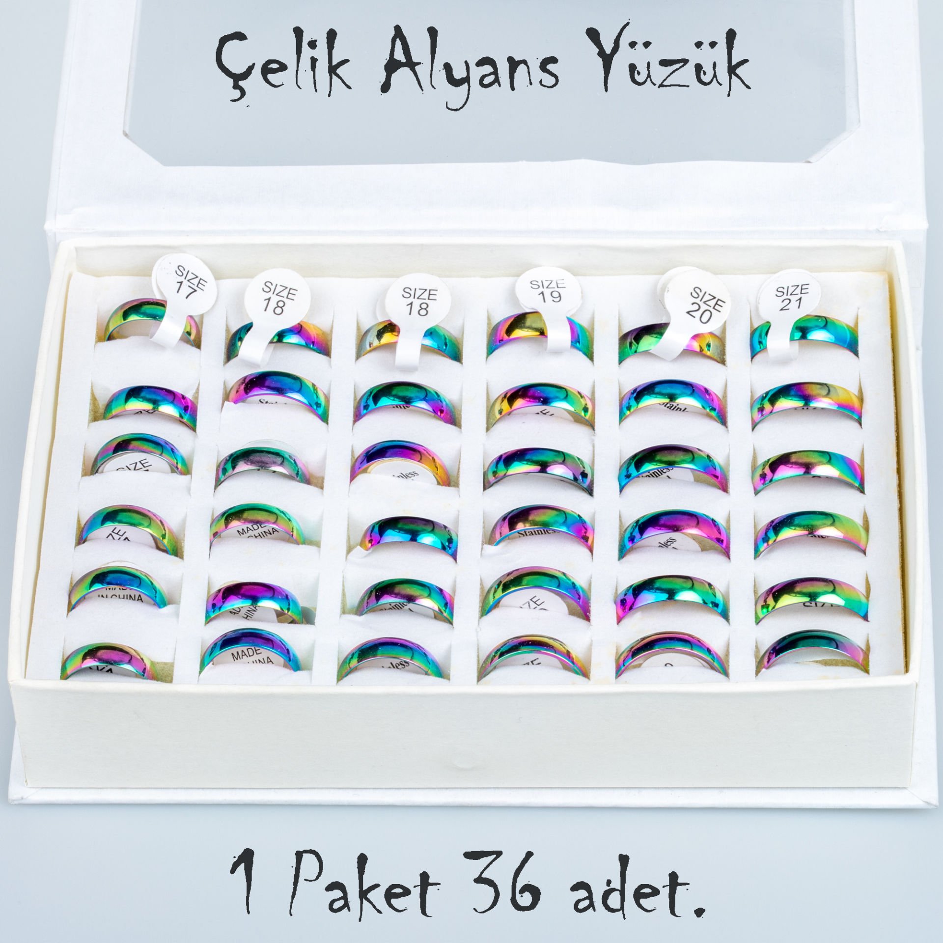 Çelik Alyans Yüzük Paket 36 Adet