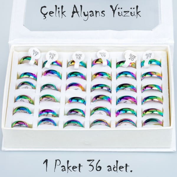 Steel Wedding Ring Pack 36 Pieces