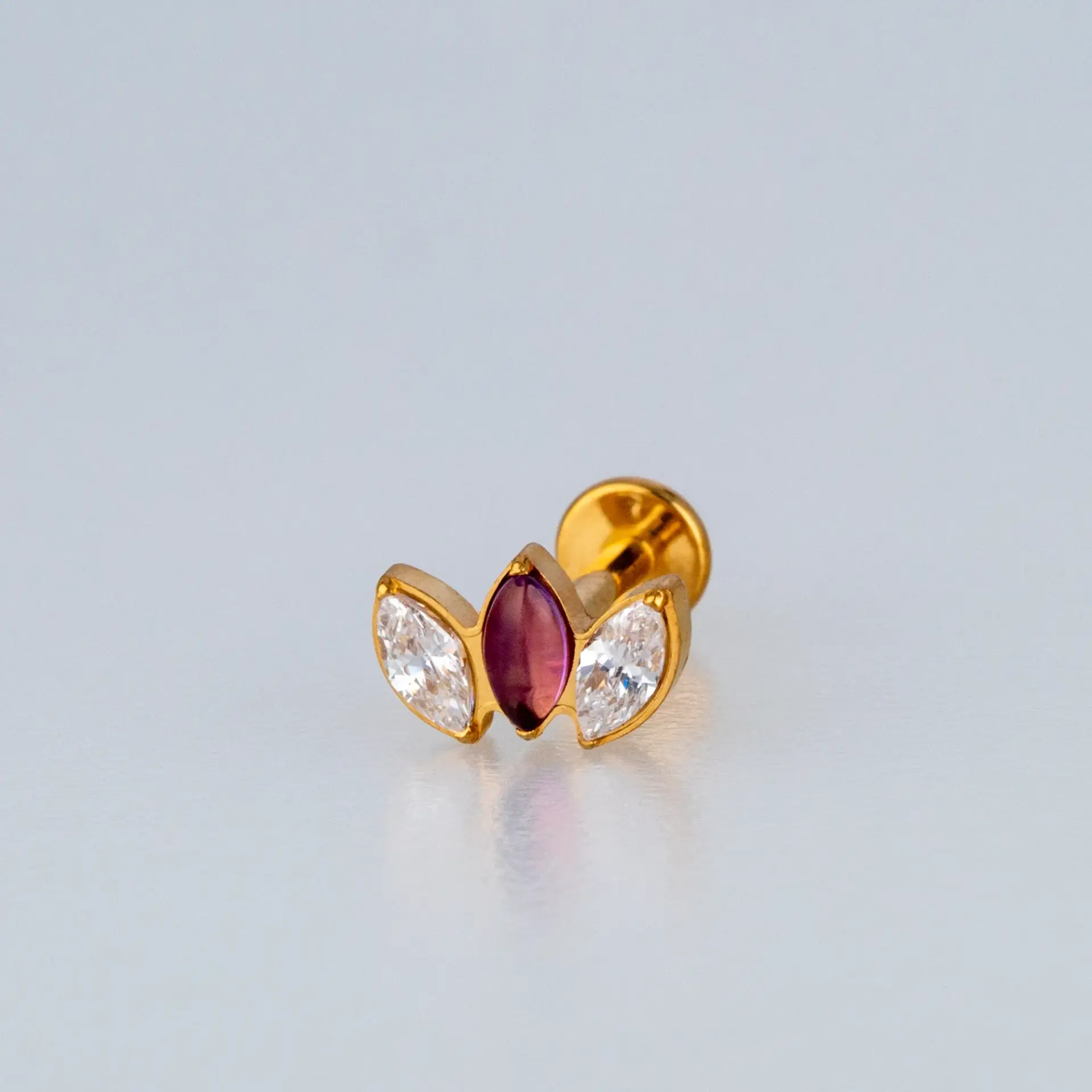 Piercing G23 Titanyum Tragus Doğal Taşlı Lotus Renk 5