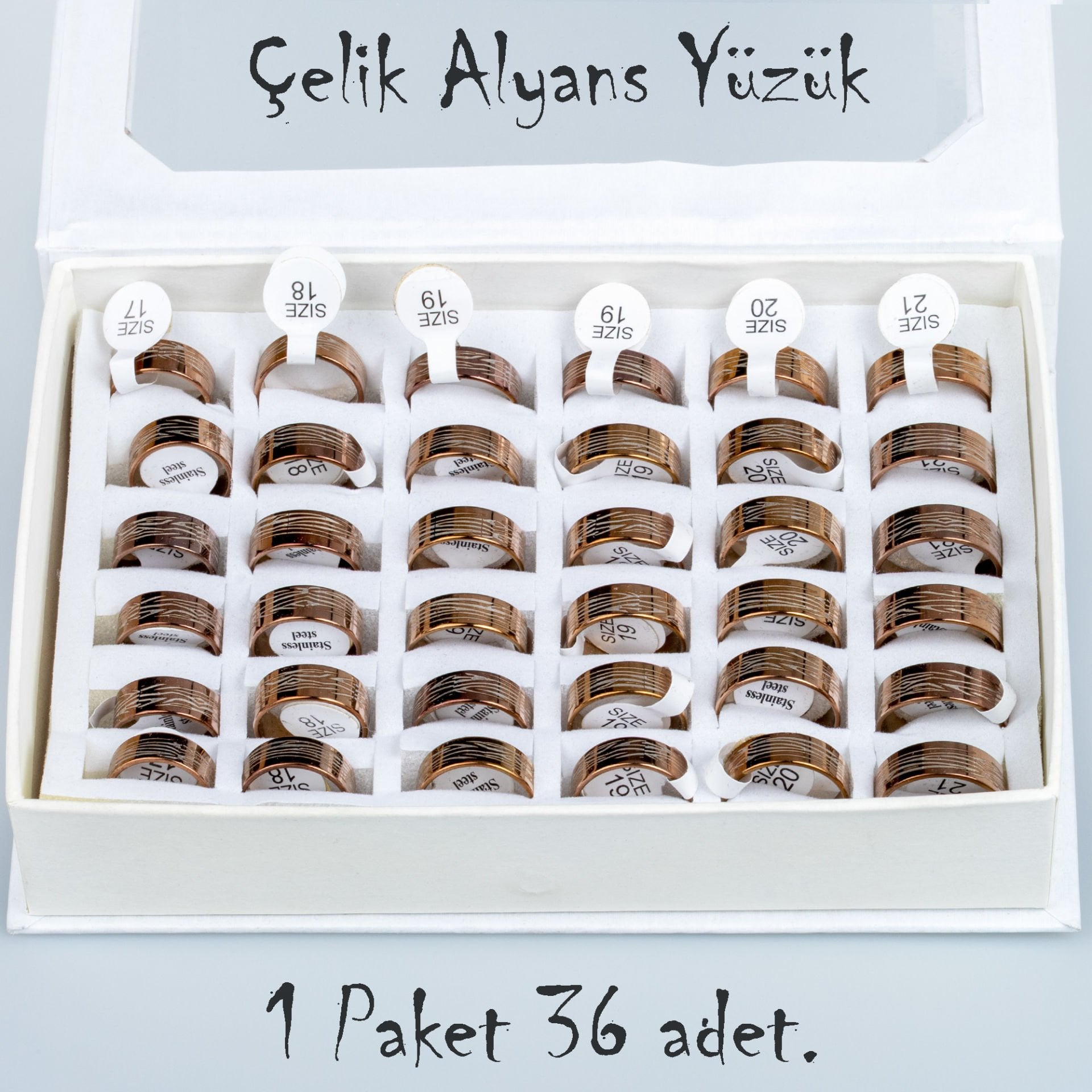 Çelik Alyans Yüzük Paket 36 Adet