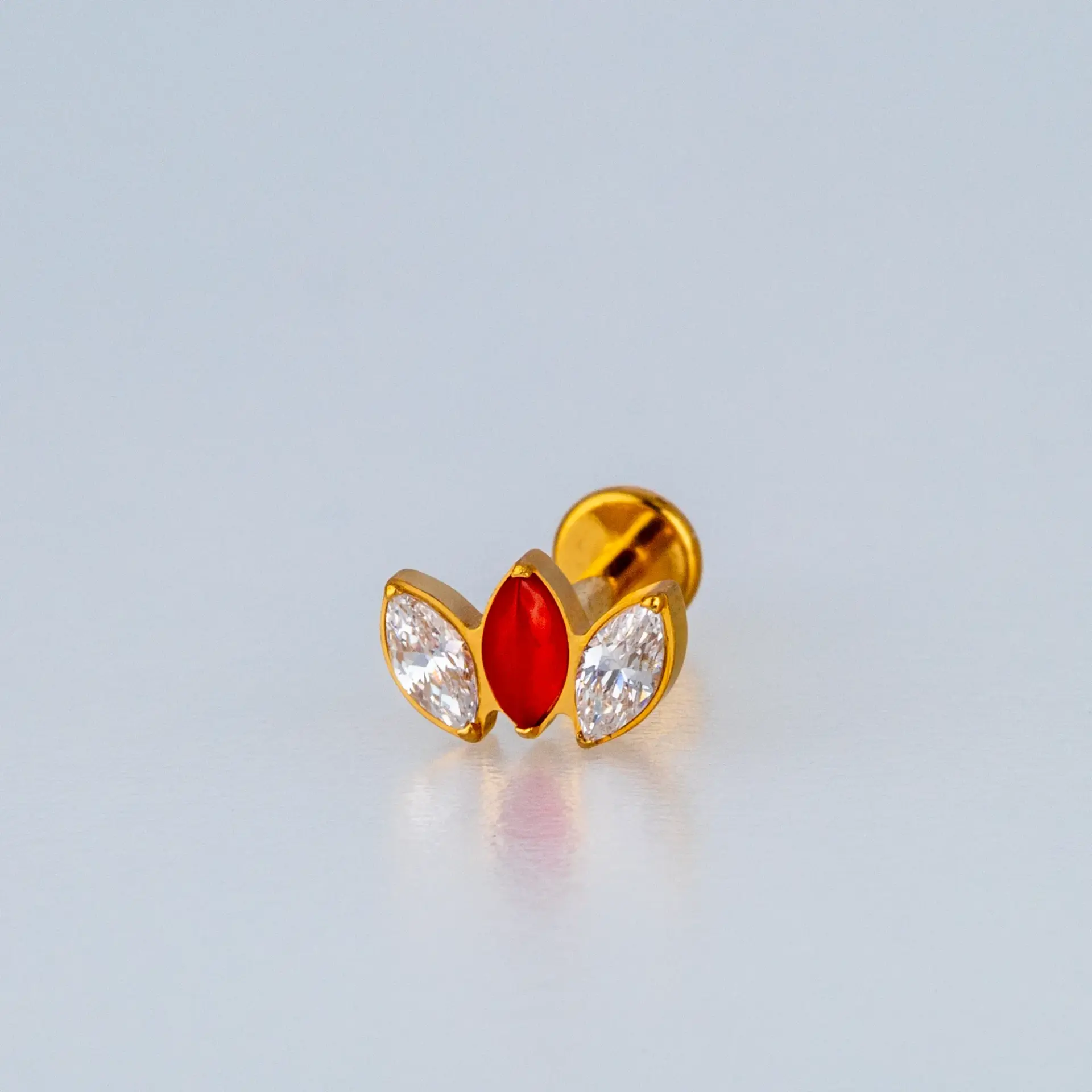 Piercing G23 Titanyum Tragus Doğal Taşlı Lotus Renk 6