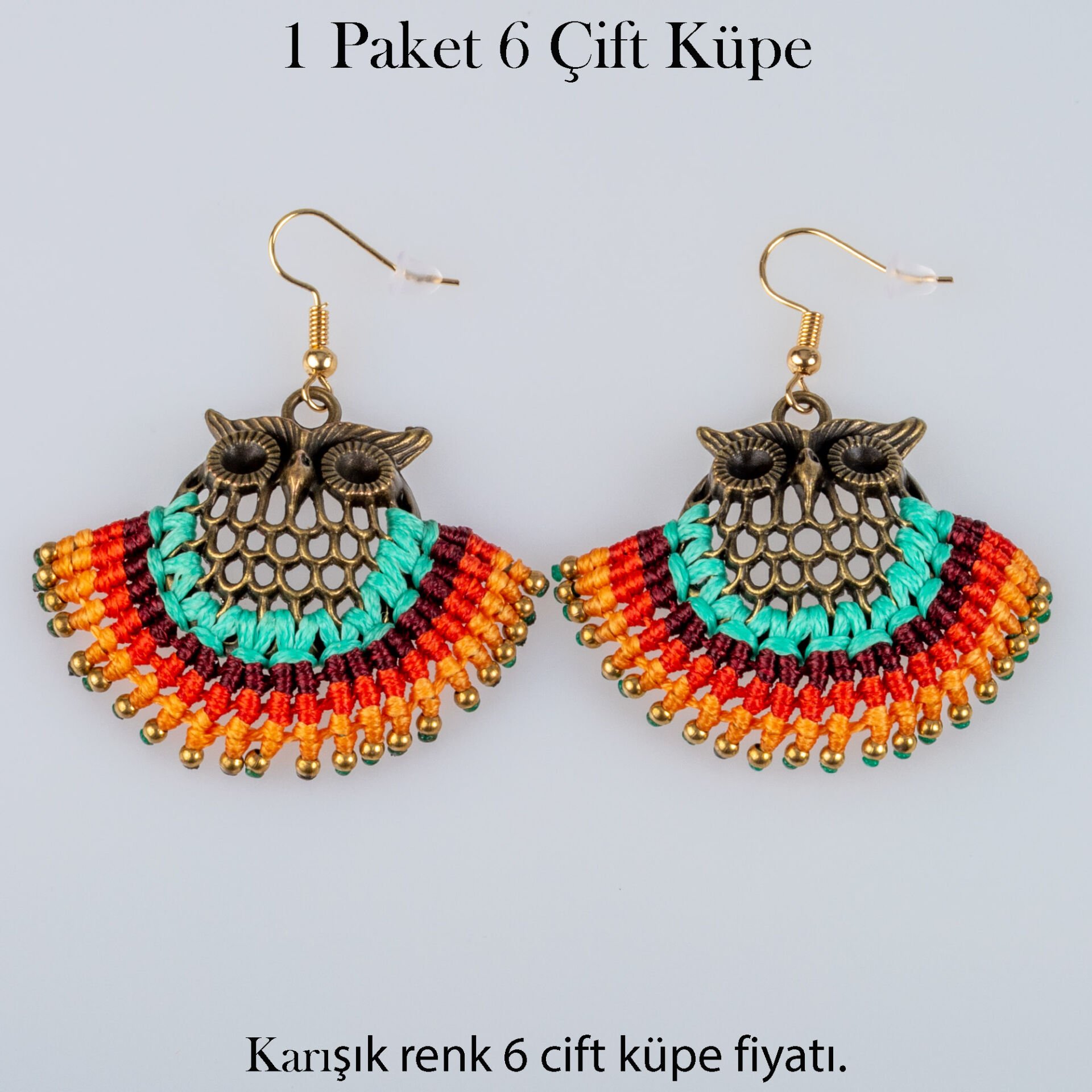 Pirinç  Makrome Küpe 1 paket 6 Çift