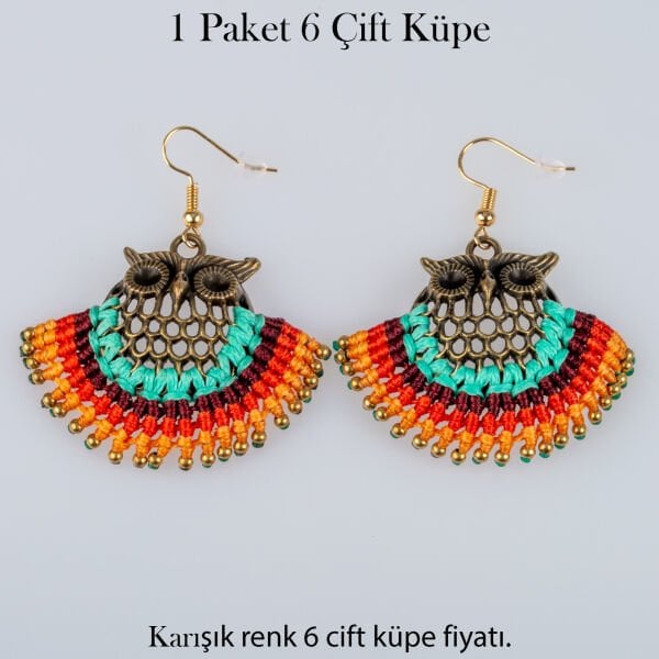 Pirinç  Makrome Küpe 1 paket 6 Çift