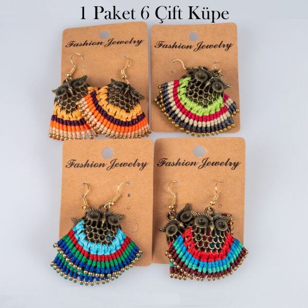 Pirinç  Makrome Küpe 1 paket 6 Çift