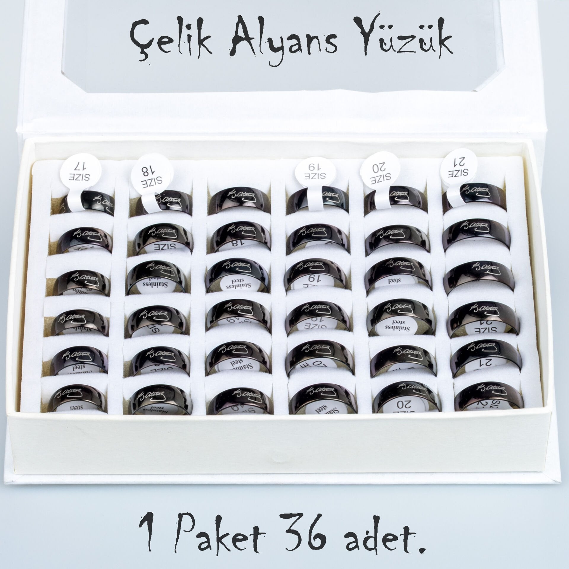 Steel Wedding Ring Pack 36 Pieces