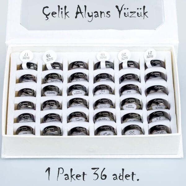 مجموعة خواتم زفاف فولاذية 36 قطعة