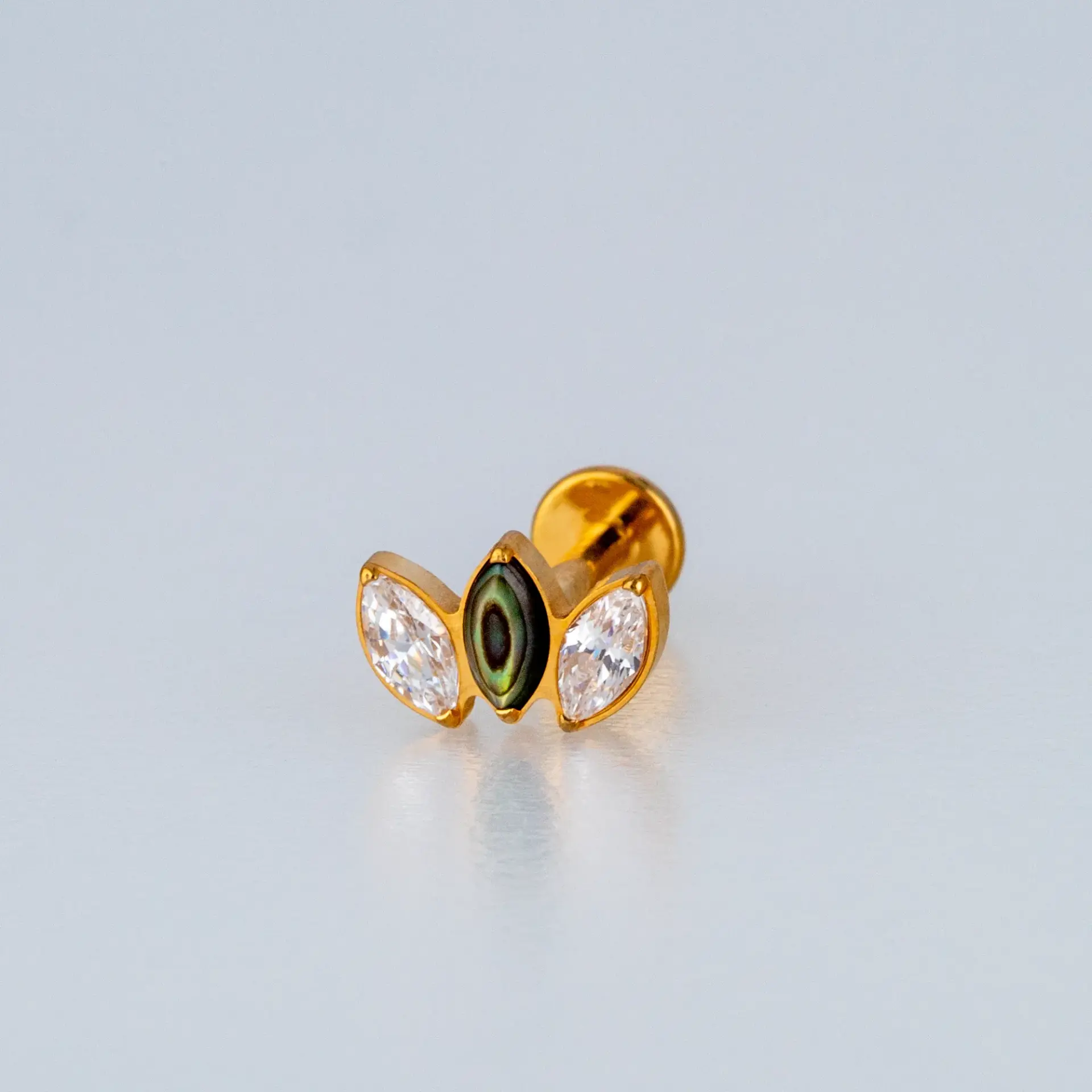 Piercing G23 Titanyum Tragus Doğal Taşlı Lotus Renk 7