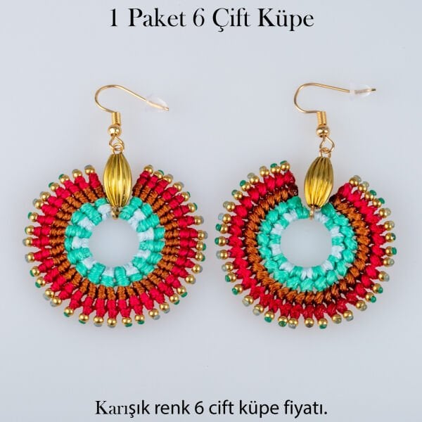 Pirinç Makrome Küpe 1 paket 6 Çift