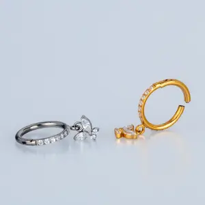 Piercing Titanyum Segment Halka Kelebek Sarı 8mm