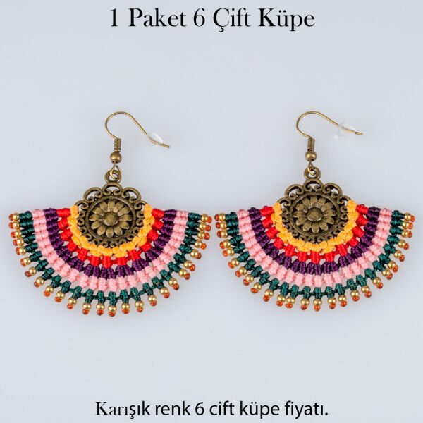 Pirinç Makrome Küpe 1 paket 6 Çift