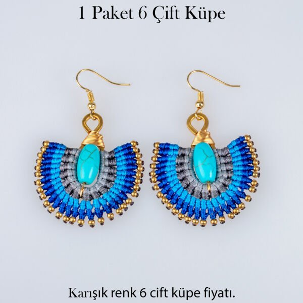 Pirinç Makrome Küpe 1 paket 6 Çift