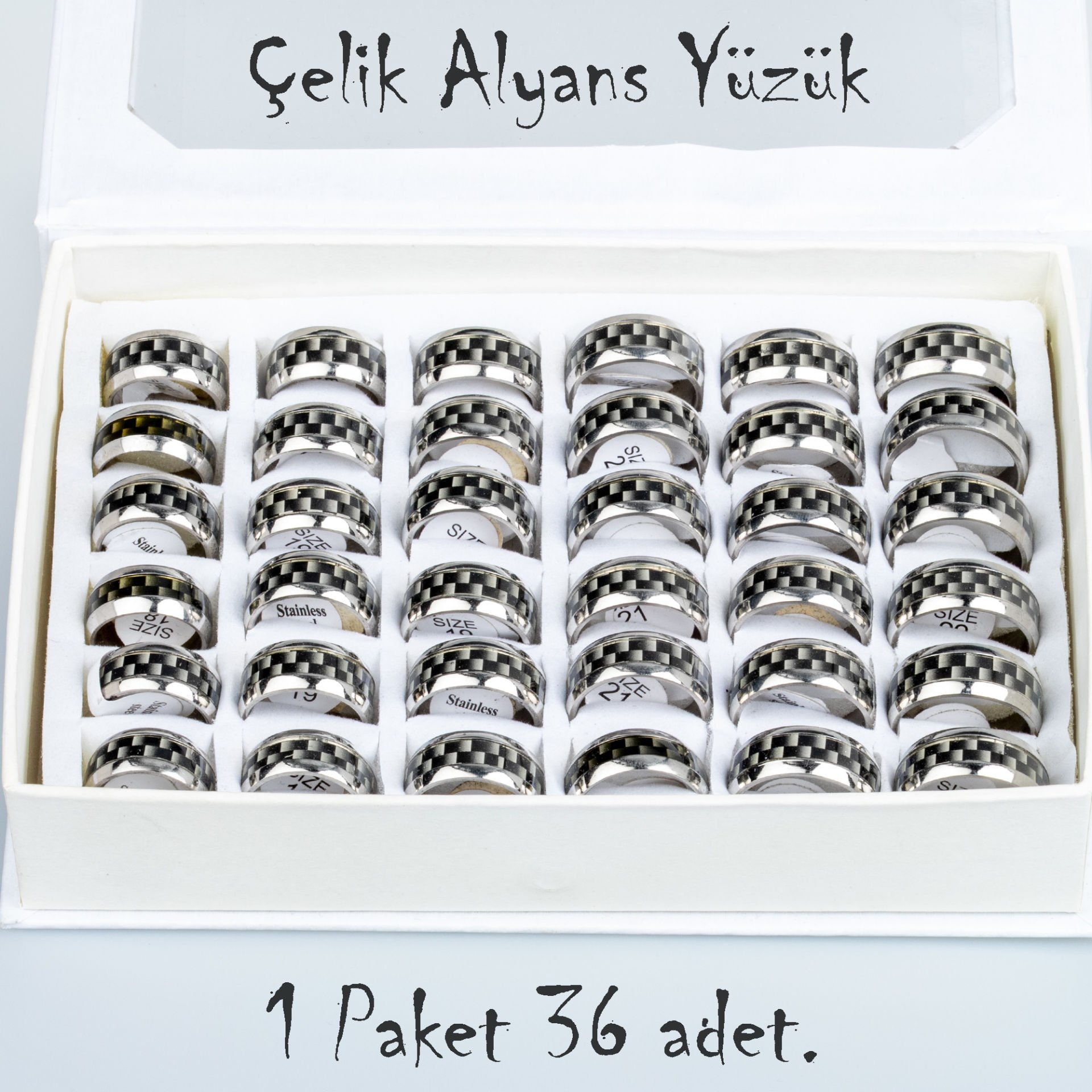 Çelik Alyans Yüzük Paket 36 Adet