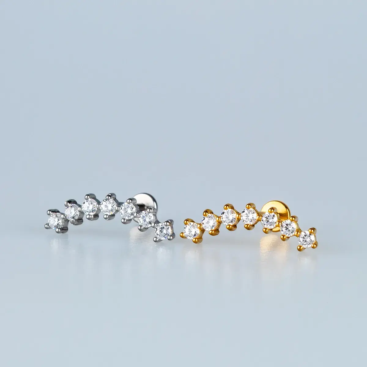 Toptan Piercing 316L Cerrahi Çelik Sıralı Taşlı Tragus Vos Etnik Takı