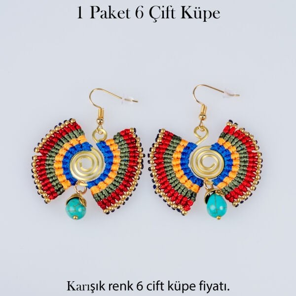 Pirinç Makrome Küpe 1 paket 6 Çift