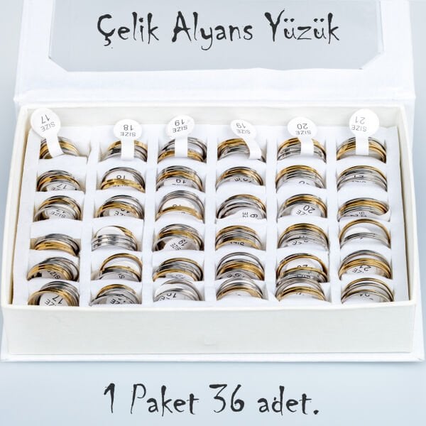 Steel Wedding Ring Pack 36 Pieces