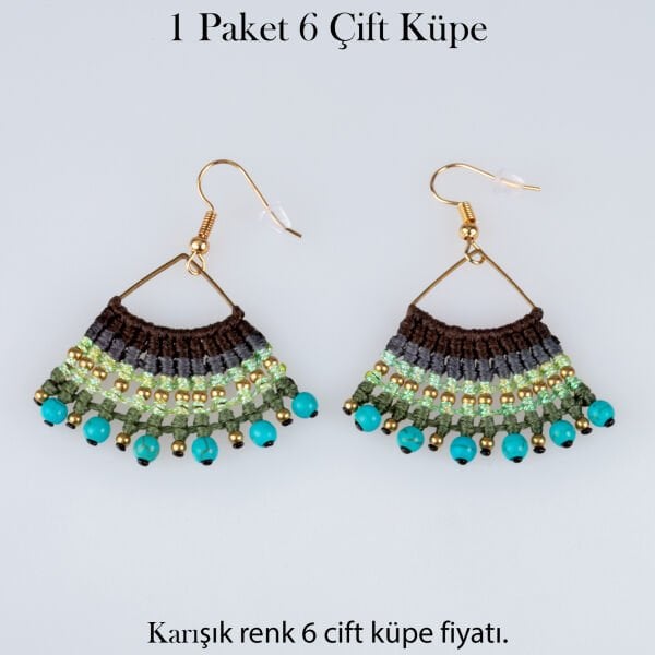 Pirinç Makrome Küpe 1 paket 6 Çift
