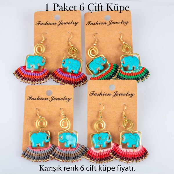 Pirinç Makrome Küpe 1 paket 6 Çift