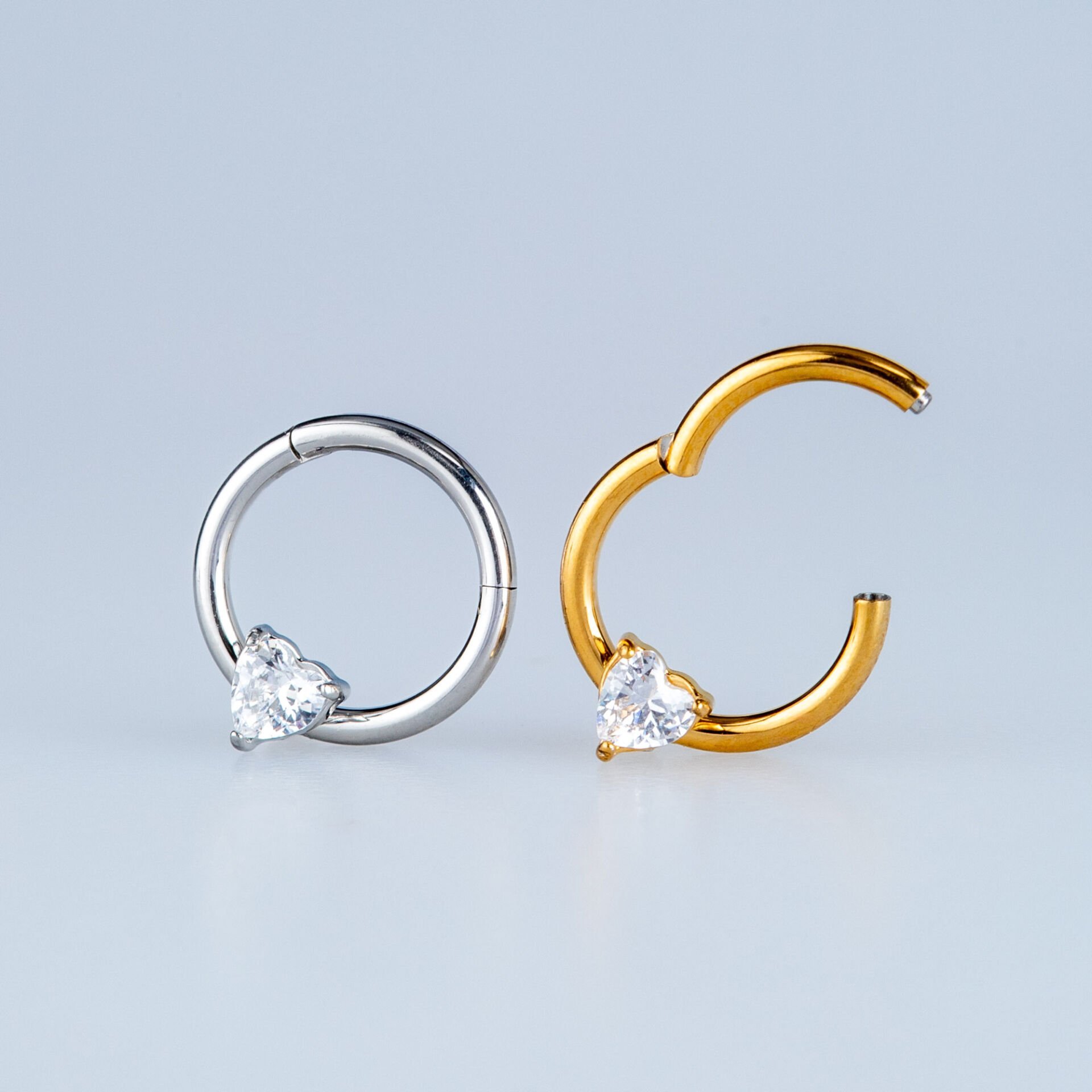 Piercing Çelik Halka Segment Kalp Taş