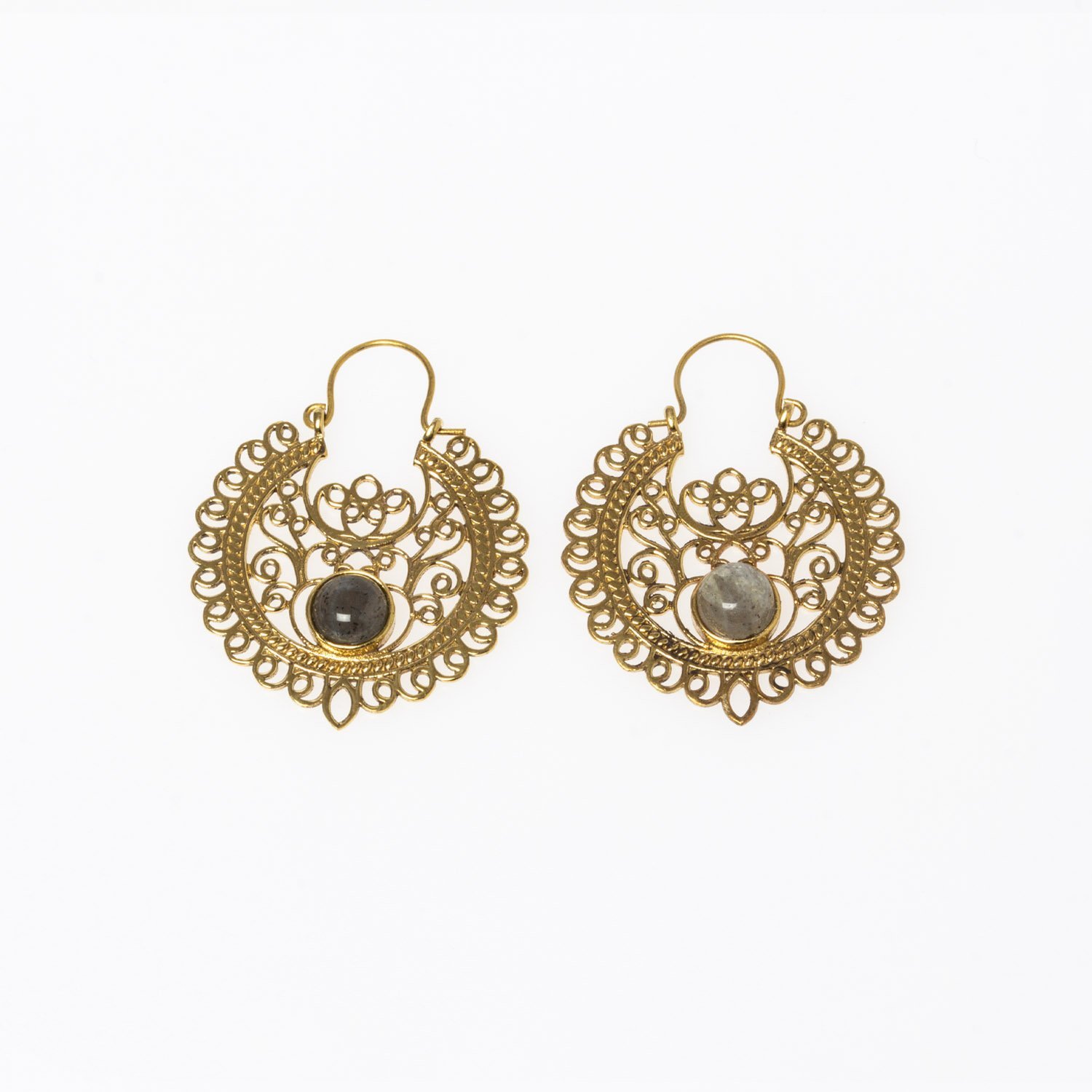 Brass Earrings with Stone Mix