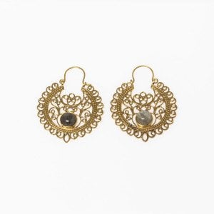 Brass Earrings with Stone Mix