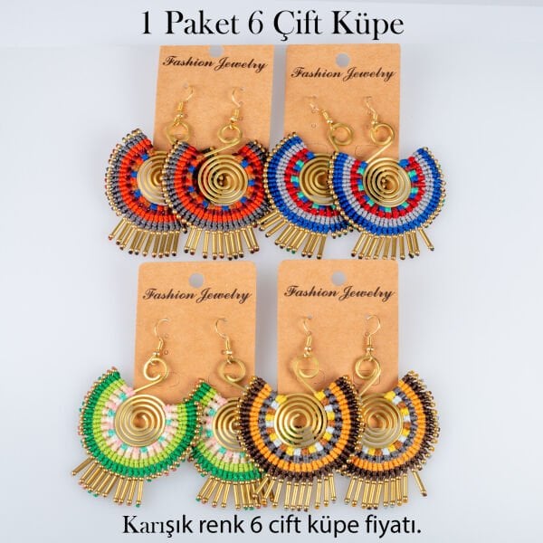 Pirinç Makrome Küpe 1 paket 6 Çift