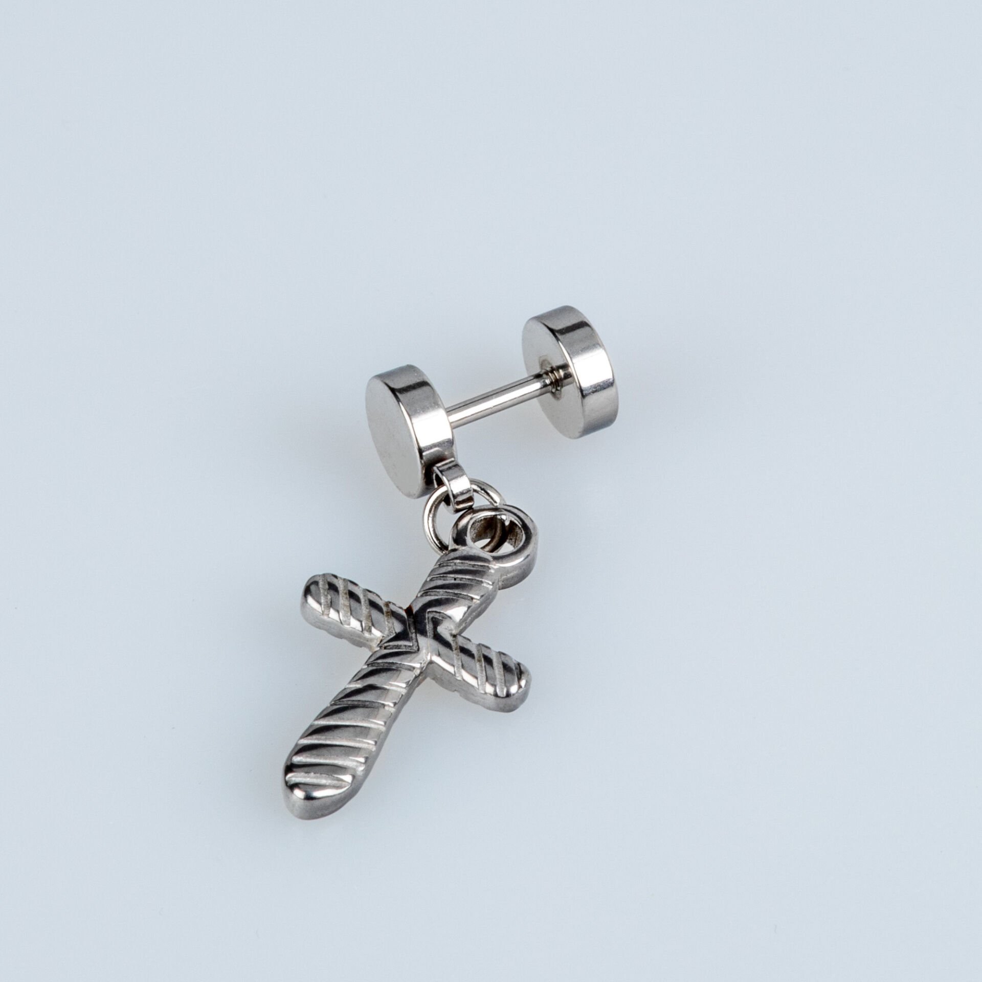 Çelik Küpe Haç-Tek