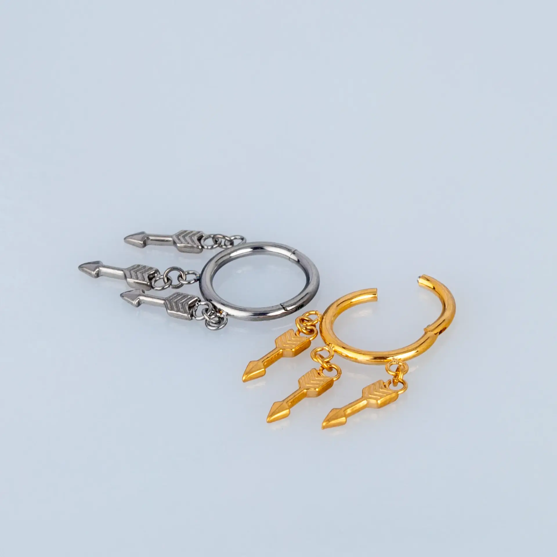 Piercing Titanyum Segment Halka Oklar Beyaz 8mm