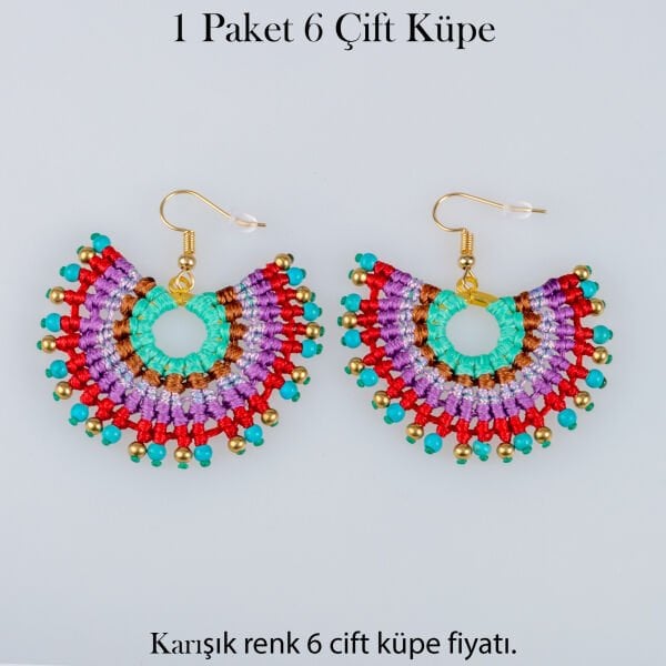 Pirinç Makrome Küpe 1 paket 6 Çift