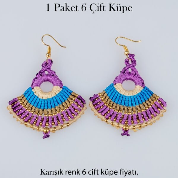Pirinç Makrome Küpe 1 paket 6 Çift