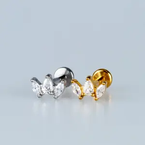 Toptan Piercing 316L Cerrahi Çelik Minimal Lotus Tragus Vos Etnik Takı Beyaz