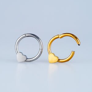 Piercing Çelik Halka Segment kalp Beyaz