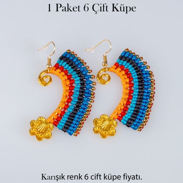 Pirinç Makrome Küpe 1 paket 6 Çift